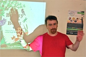 Hugh Warwick at the Lower Shaw Family Fun Day, a Swindon Festival of Literature event