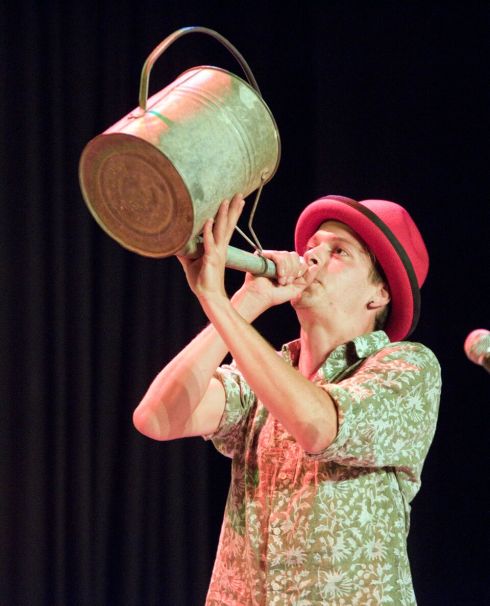 Jacob Hi-Ho plays the watering can