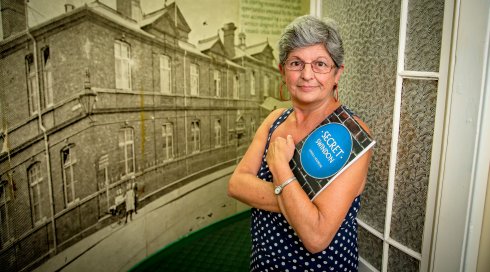 Angela Atkinson with her book Secret Swindon